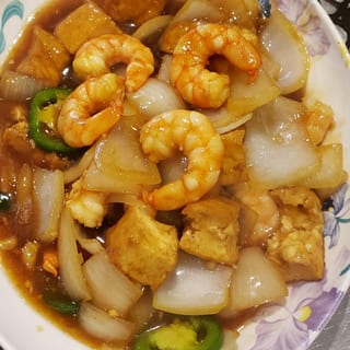 55. Prawn & bean cake in curry spicy sauce - tôm cà ri